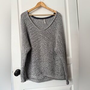 Free People Gray V-Neck Sweater